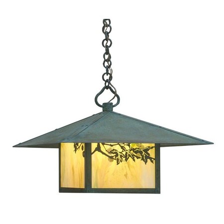 Arroyo Craftsman 17" Monterey Pendant With T-Bar Overlay, Bronze, Rain Mist Glass MH-17TRM-BZ